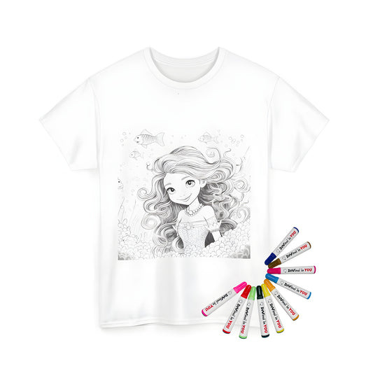 Underwater Princess coloring t-shirt for kids and adults