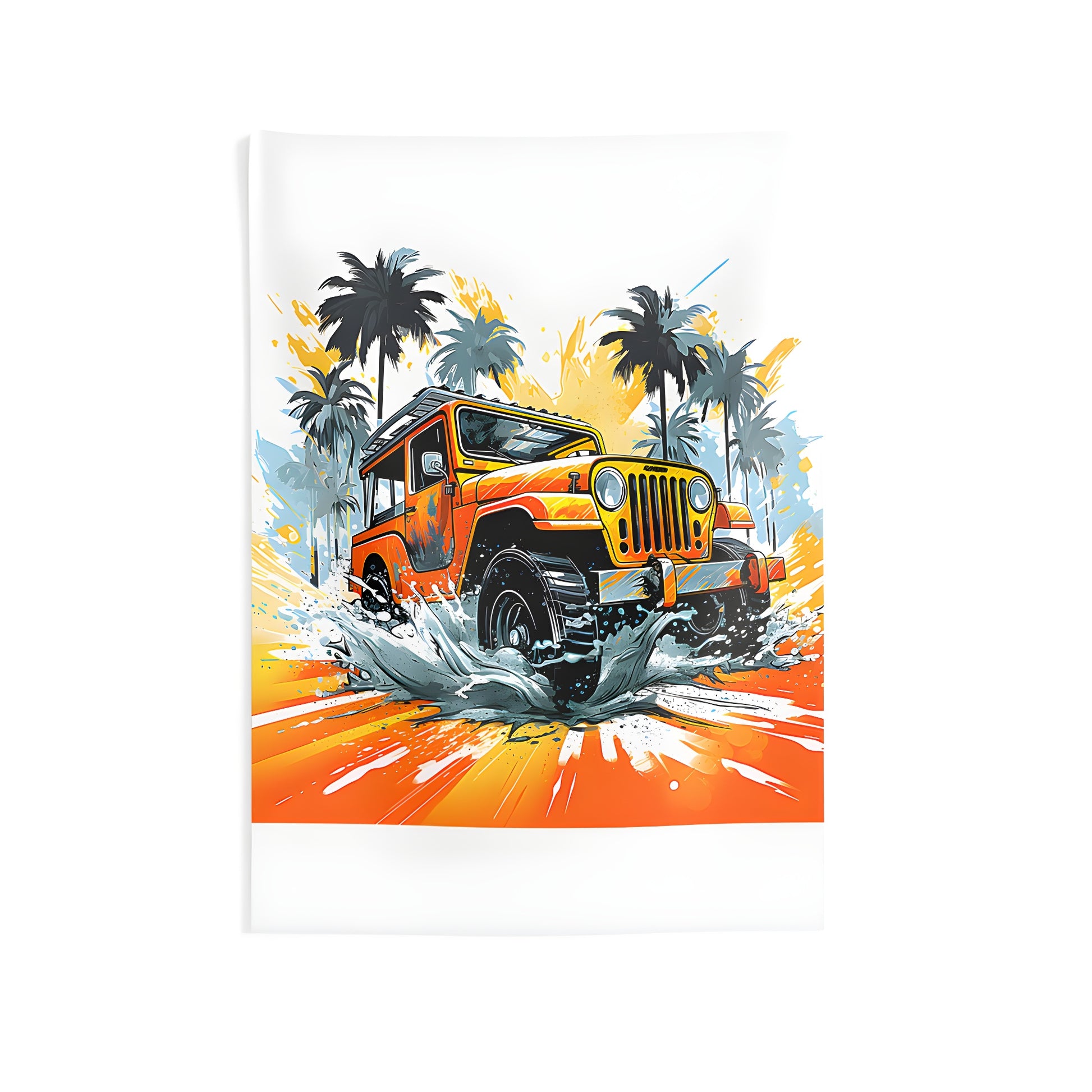 Colorful jeep wall tapestry for indoor decor