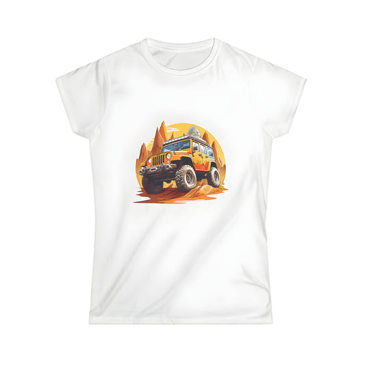 Vibrant orange rock crawler jeep adventure apparel for women's t-shirts