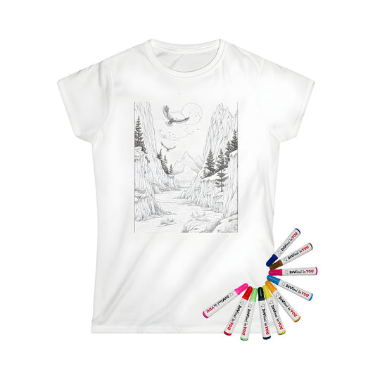 Mountain Landscape Coloring Page T-Shirt Design