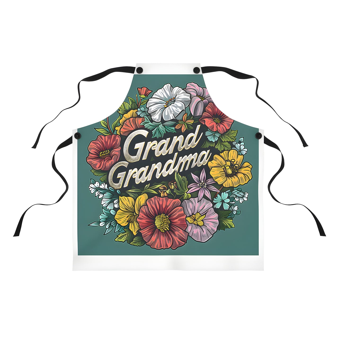 Vintage Grandma Style Floral Illustration Apron