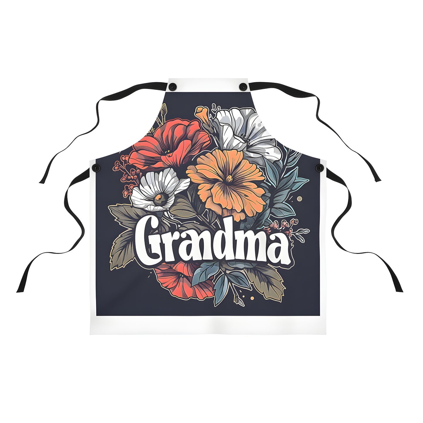 Colorful floral apron design with Grandma's touch