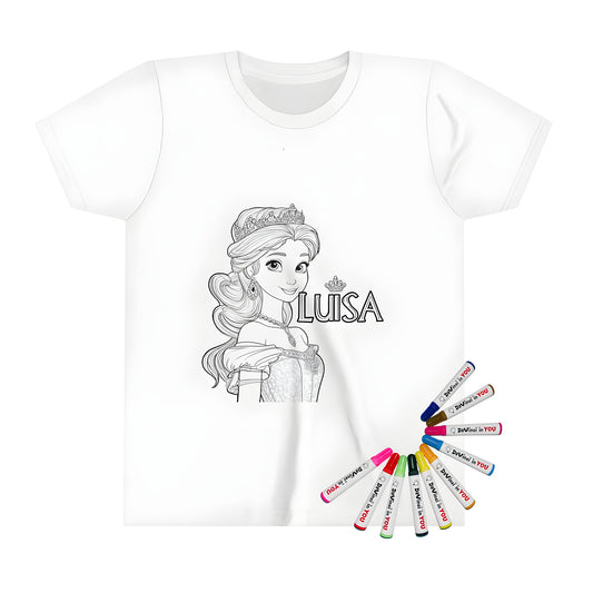 Kid's t-shirt with royal princess portrait design for kids' coloring kit