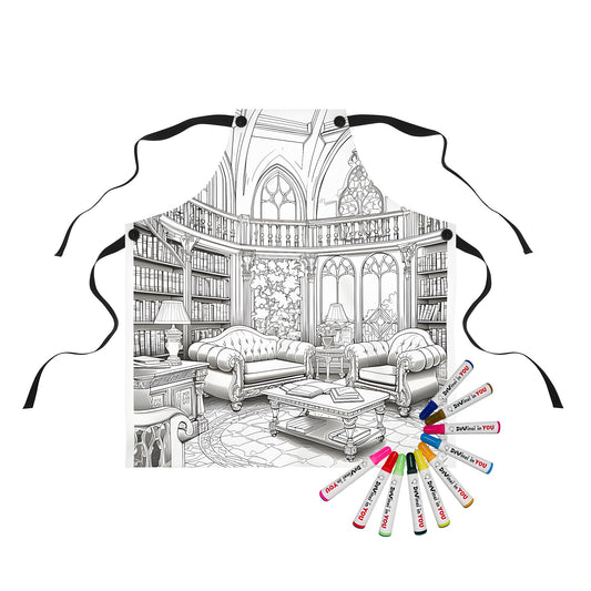 Gothic Study Room Apron Design with Bookshelves