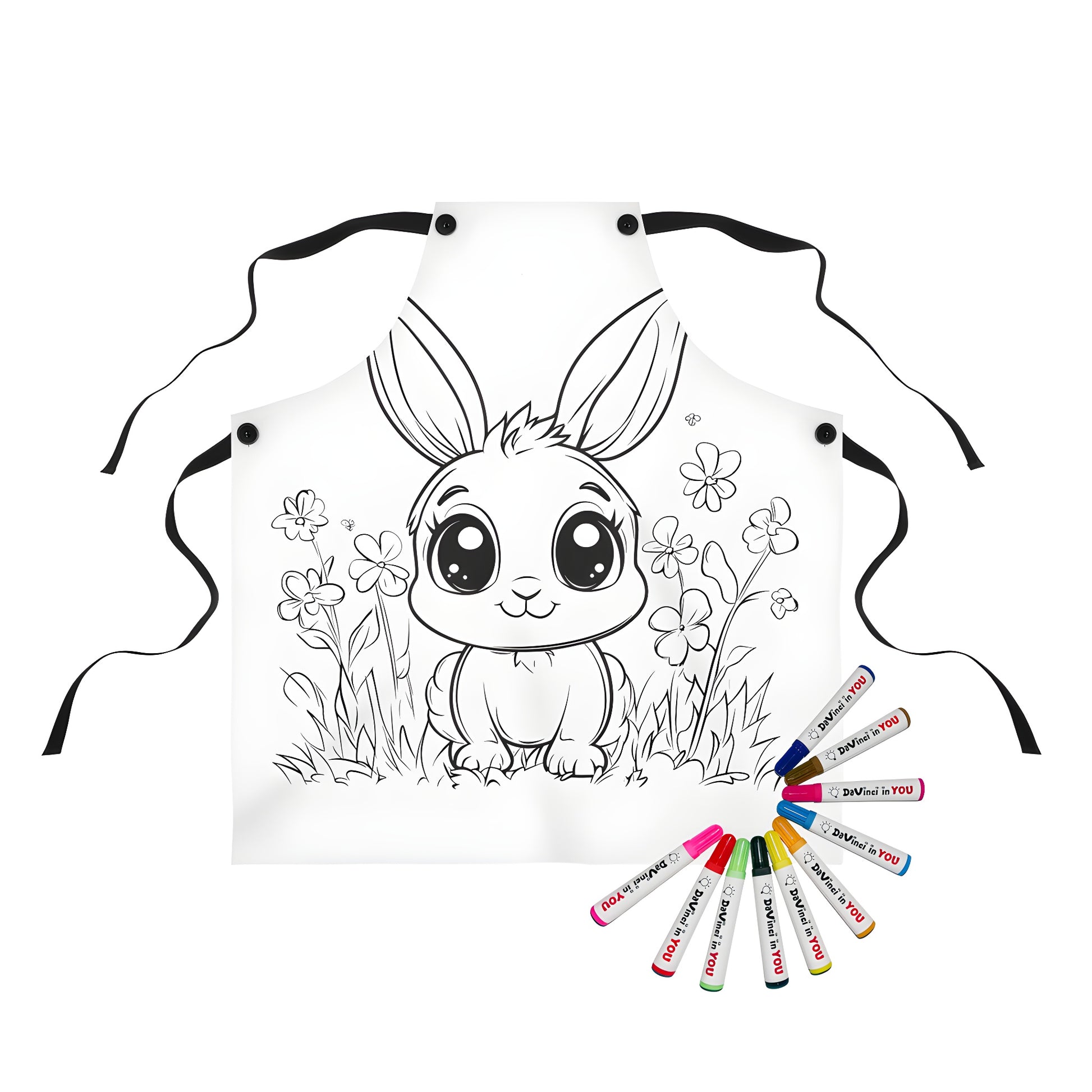 Adorable cartoon bunny apron for kids or adult coloring lovers