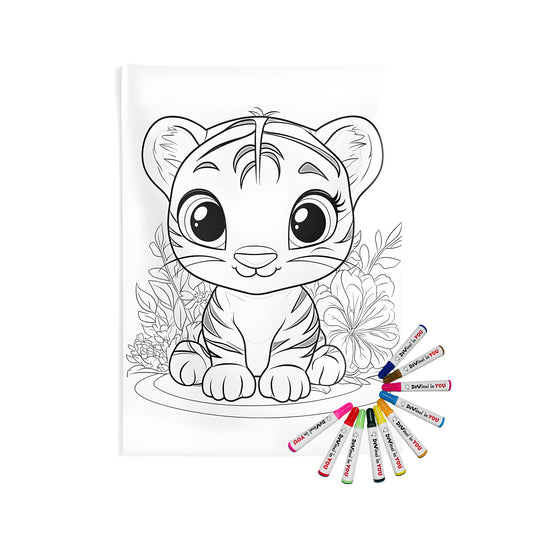 Cute tiger wall tapestry for kids