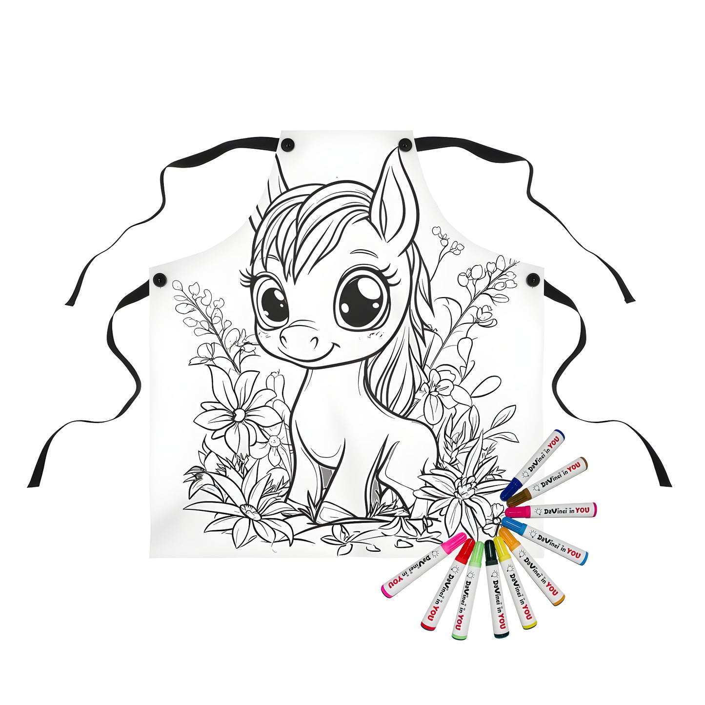 Coloring apron featuring adorable pony artwork