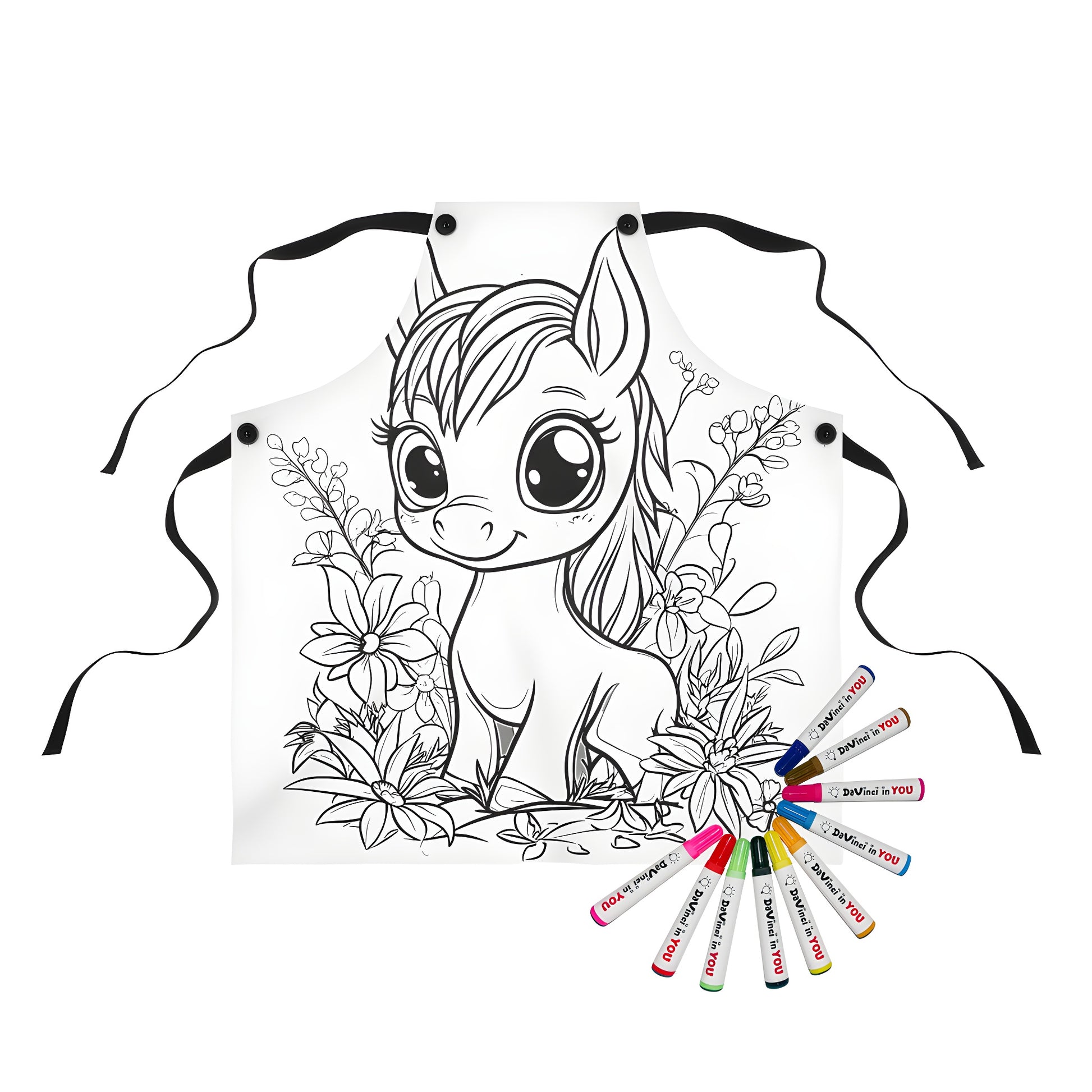 Coloring apron featuring adorable pony artwork