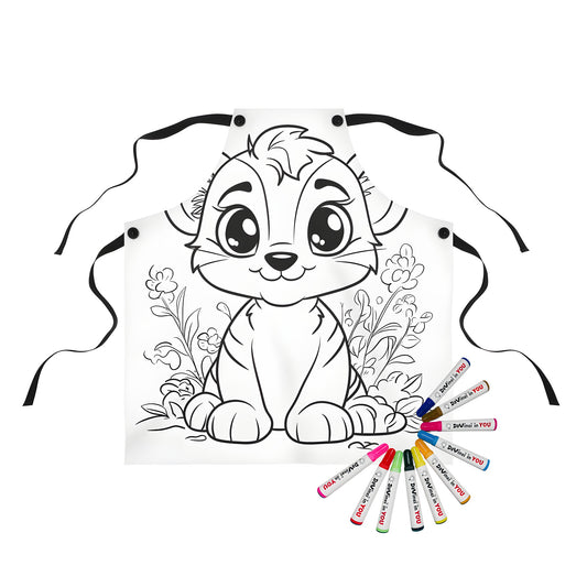 Coloring apron featuring adorable lion cub design