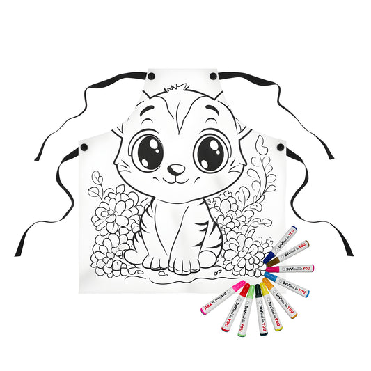 Apron with adorable baby tiger illustration design