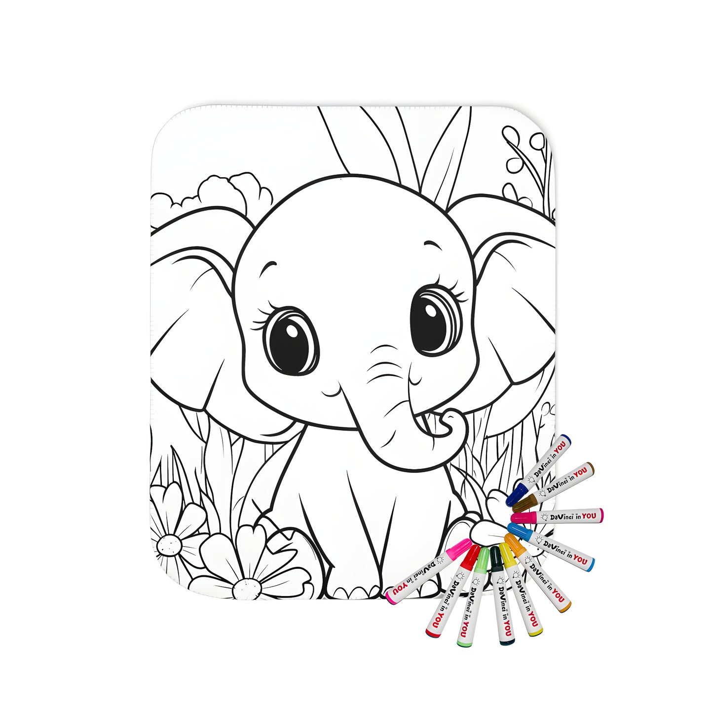 Cozy blanket featuring a cute baby elephant illustration, ideal for little ones' bedrooms or nurseries.