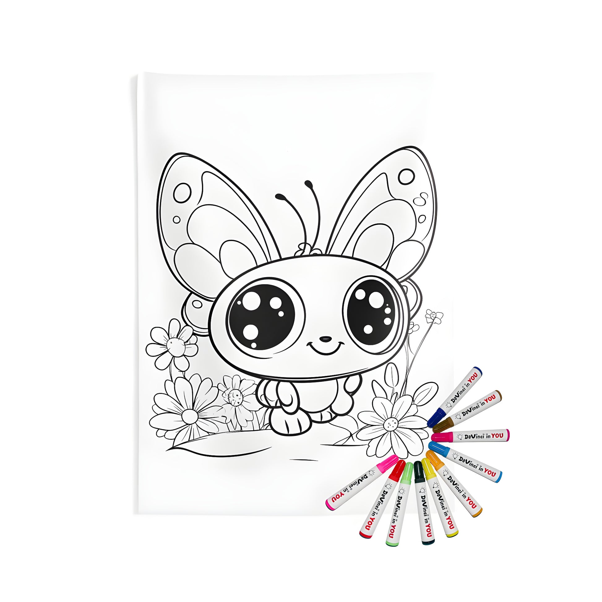 Inspirational wall hanging featuring cute butterfly artwork and colorful flowers