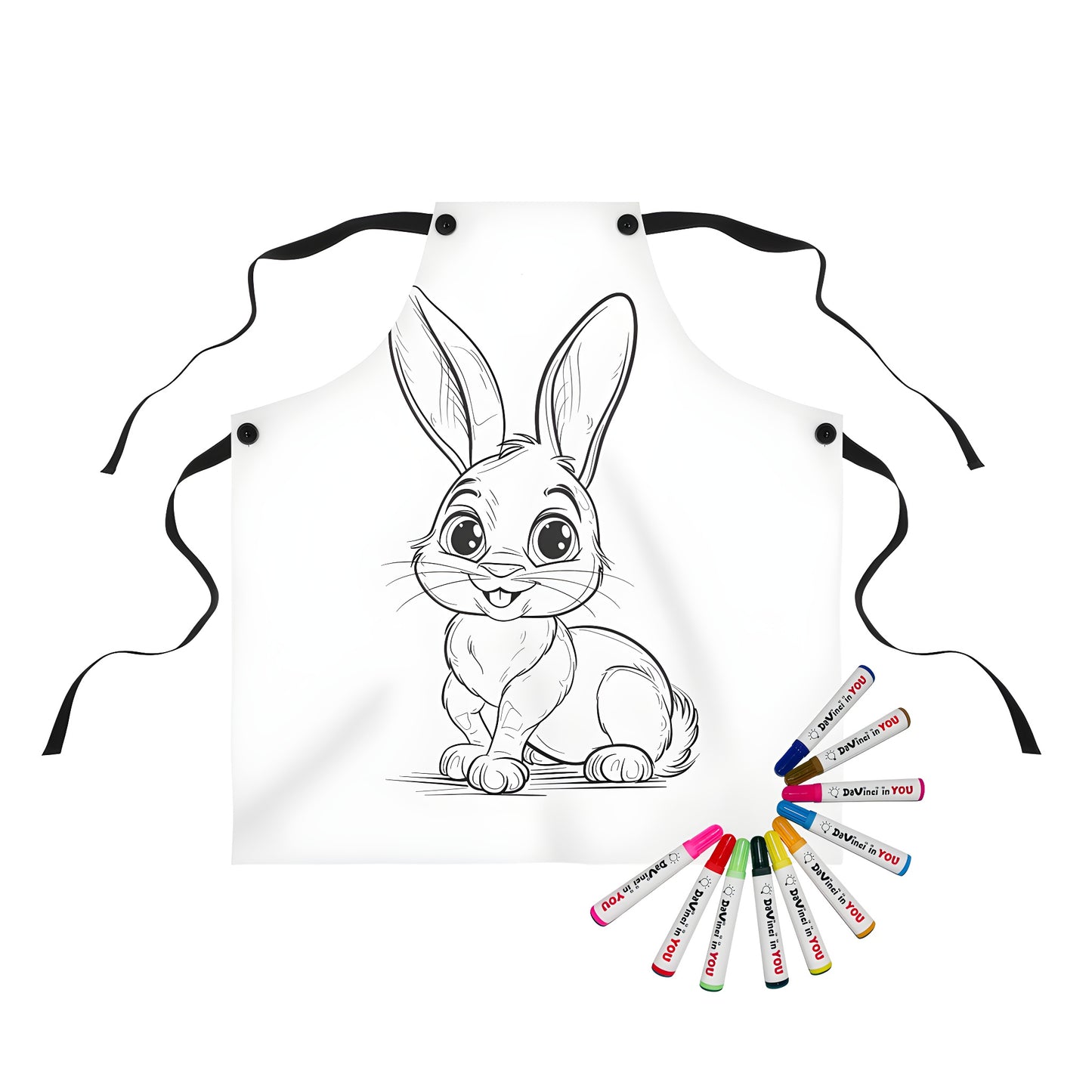 Cute cartoon apron featuring a bunny design, perfect for artists and crafters