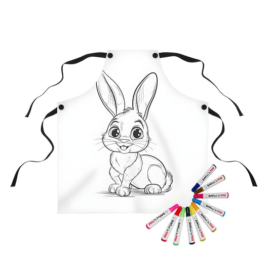 Cute cartoon apron featuring a bunny design, perfect for artists and crafters