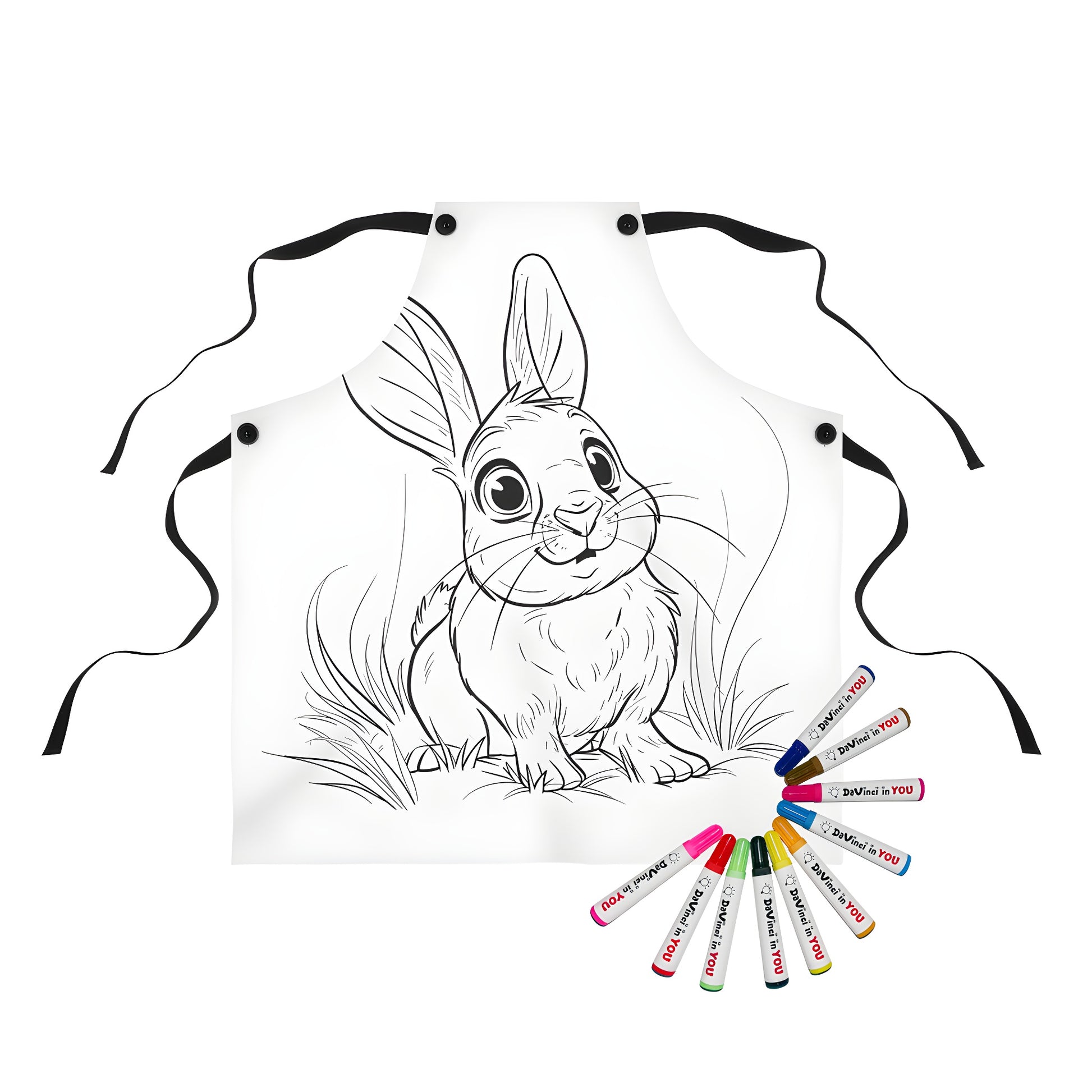 Apron with cute bunny design, perfect for animal lovers and coloring enthusiasts