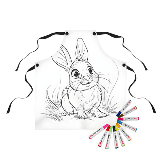 Apron with cute bunny design, perfect for animal lovers and coloring enthusiasts