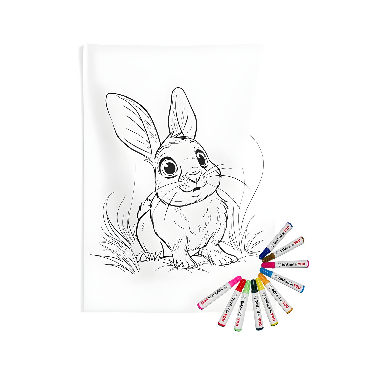 Indoor wall tapestries design featuring cute bunny artwork, great wall hanging for kids and adults