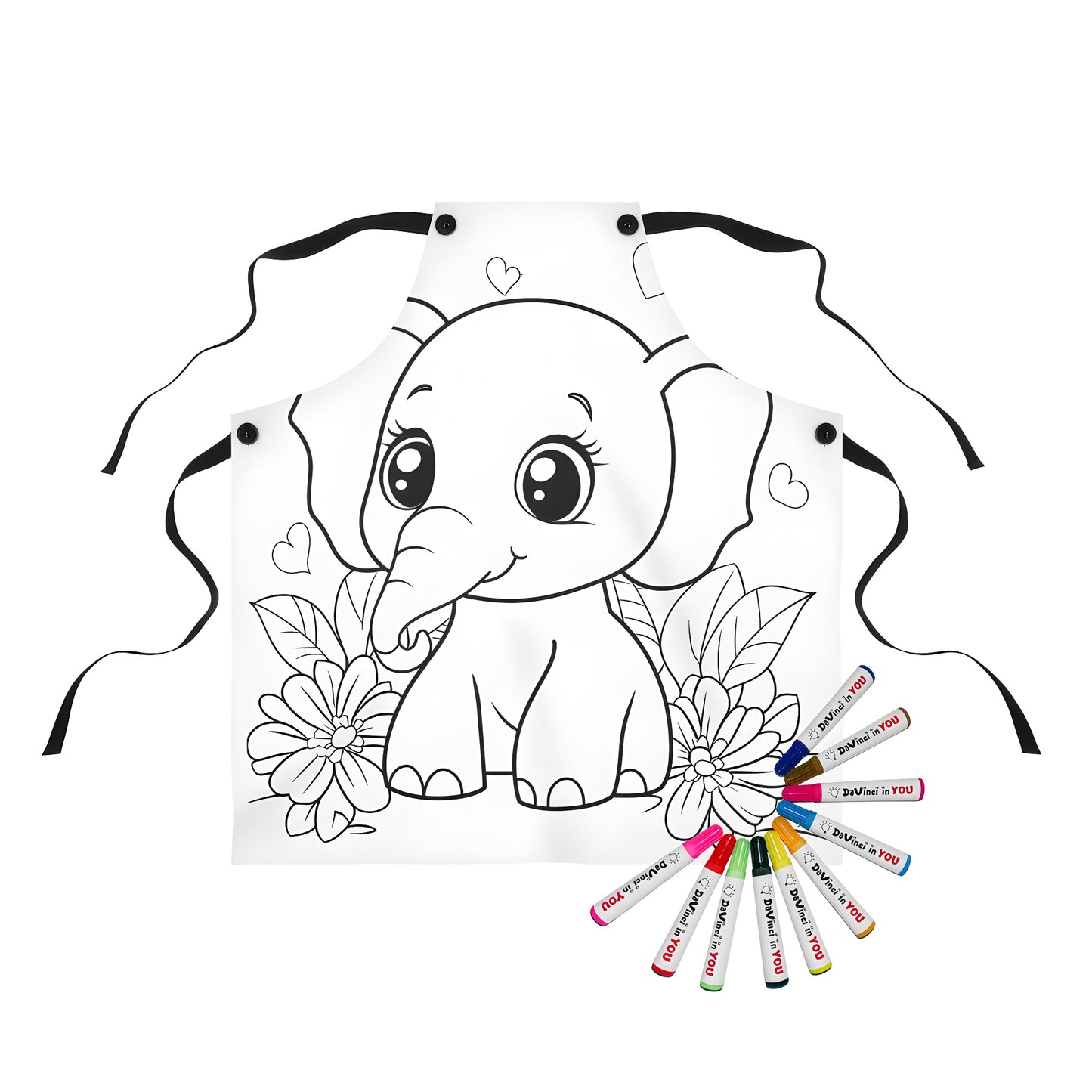 Adorable baby elephant apron for kids' coloring fun