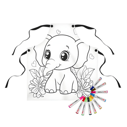 Adorable baby elephant apron for kids' coloring fun