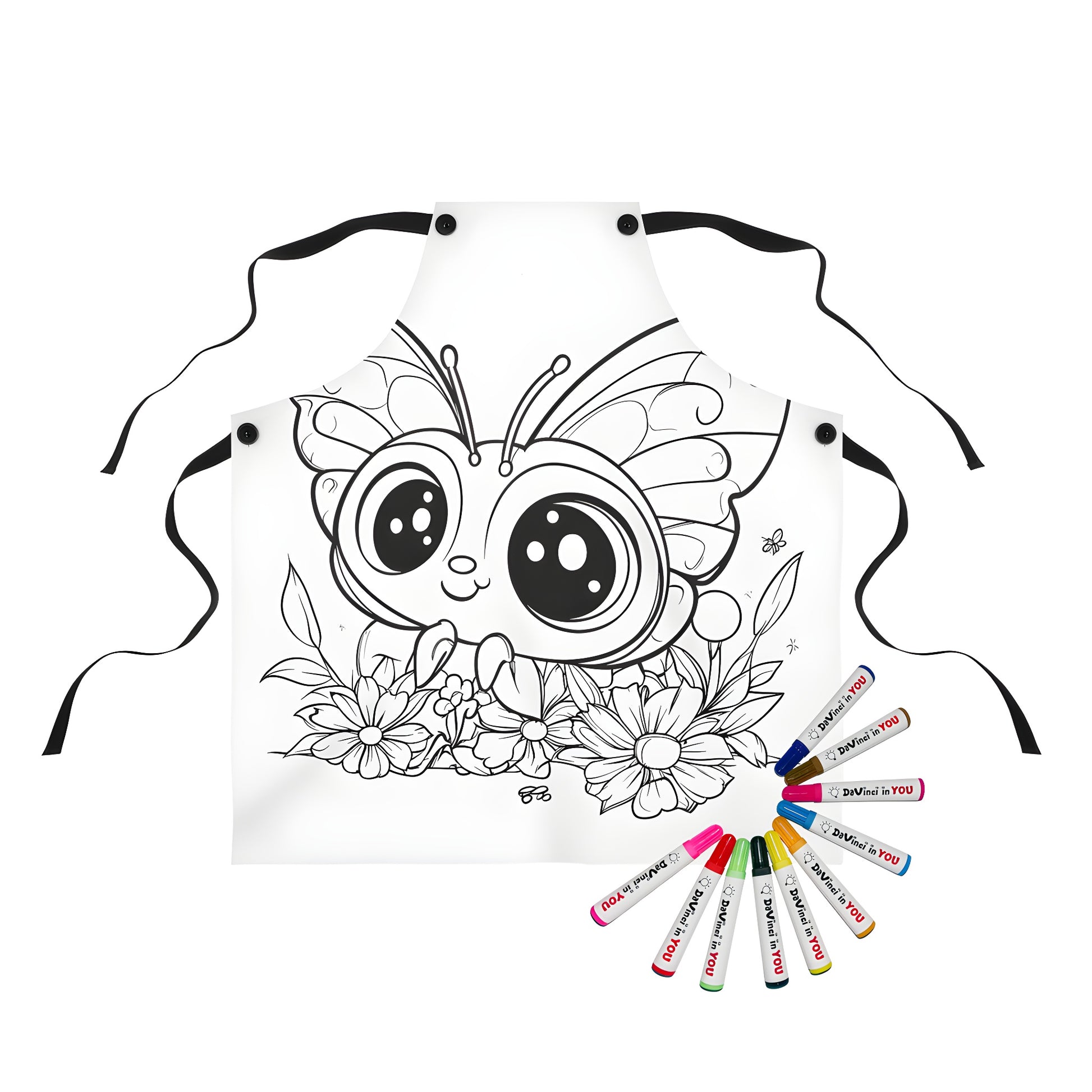 Coloring apron featuring adorable butterfly design