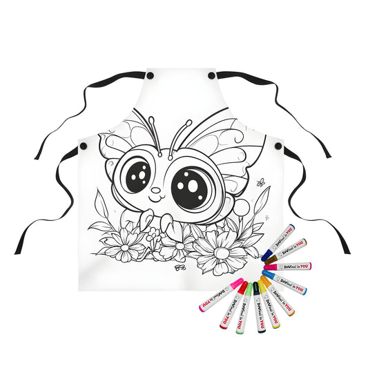 Coloring apron featuring adorable butterfly design