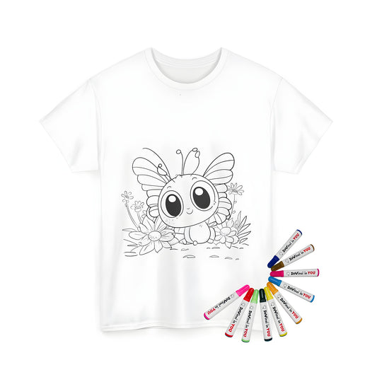 Coloring kit with cute butterfly design on unisex t-shirt