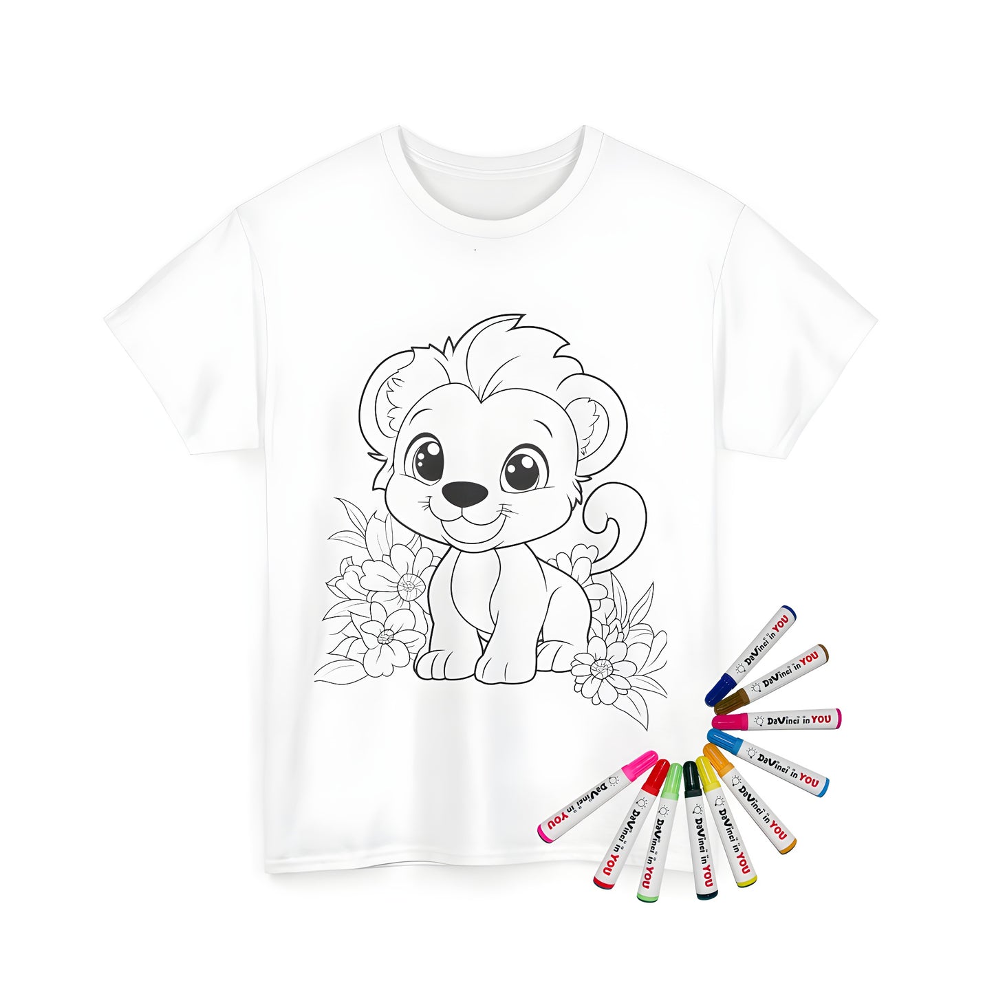 Unisex T-shirt with cute lion cub design, perfect for kids and adults alike