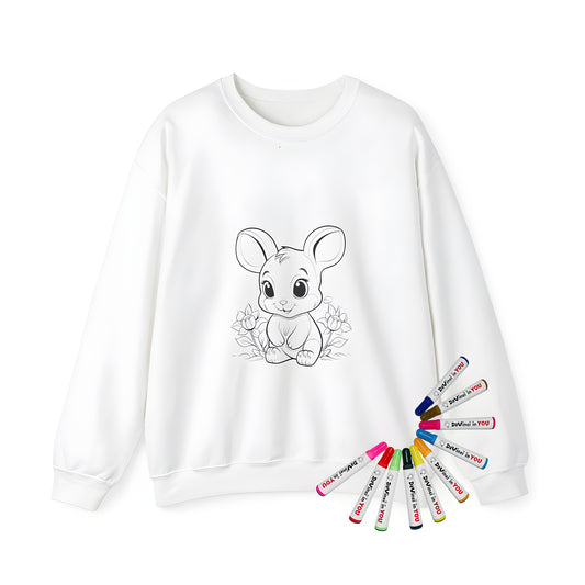 Adult sweatshirt with cute bunny illustration design