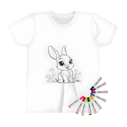 Coloring t-shirt for kids featuring cute cartoon bunny designs