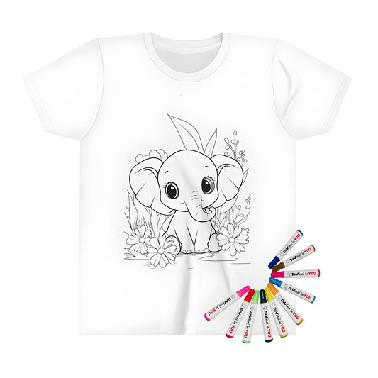 Cute baby elephant toddler tee with fabric markers for kids