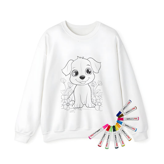 Coloring kit adult sweatshirt dog companion illustrations cute puppy drawing design artwork