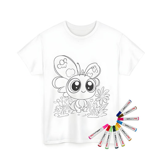 Unisex t-shirt featuring adorable butterfly design, vibrant colors and whimsical garden scene