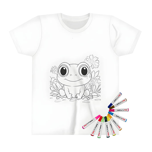 Kid's t-shirt with cute frog design, colorful fabric markers included