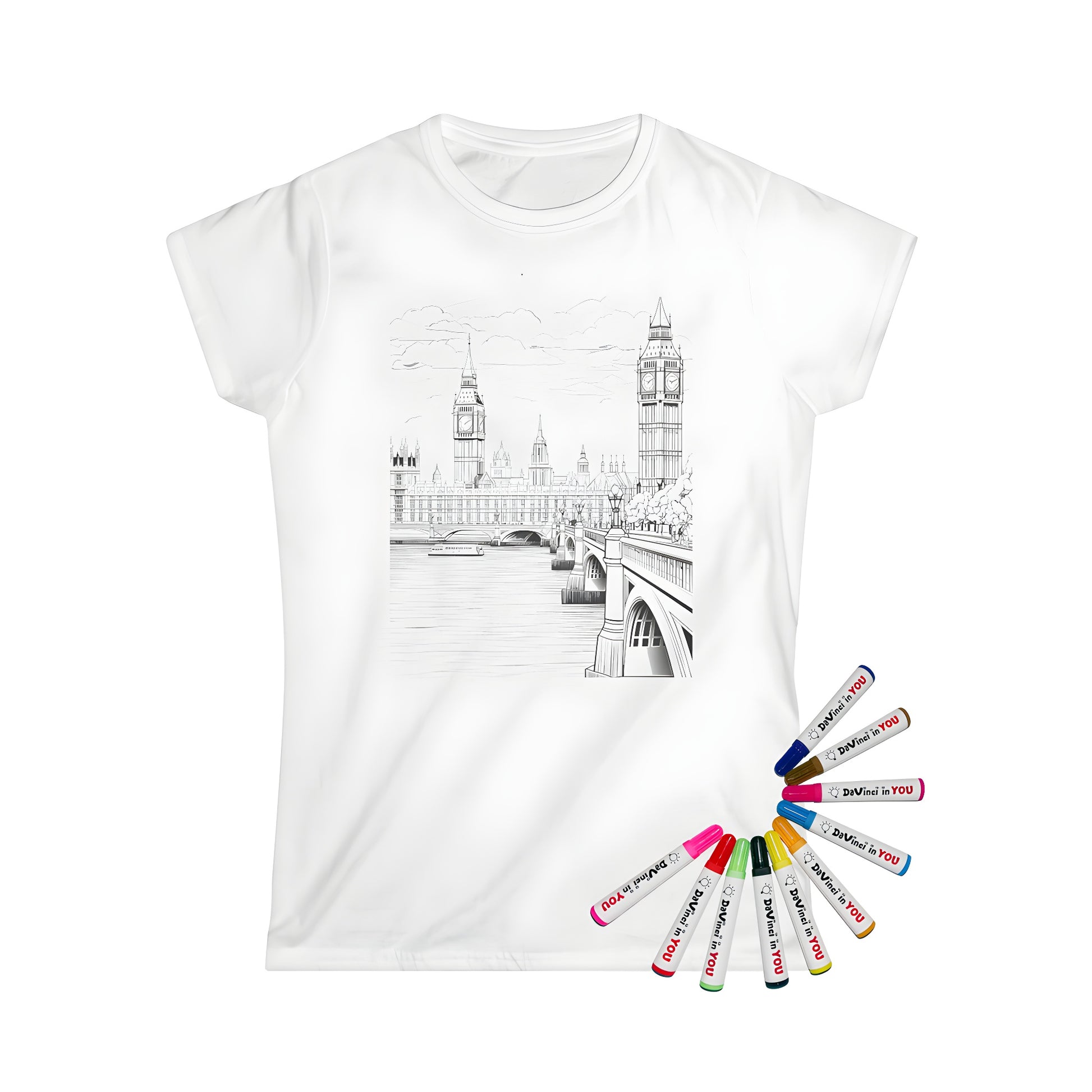 Women's t-shirt with a detailed cityscape of London, England