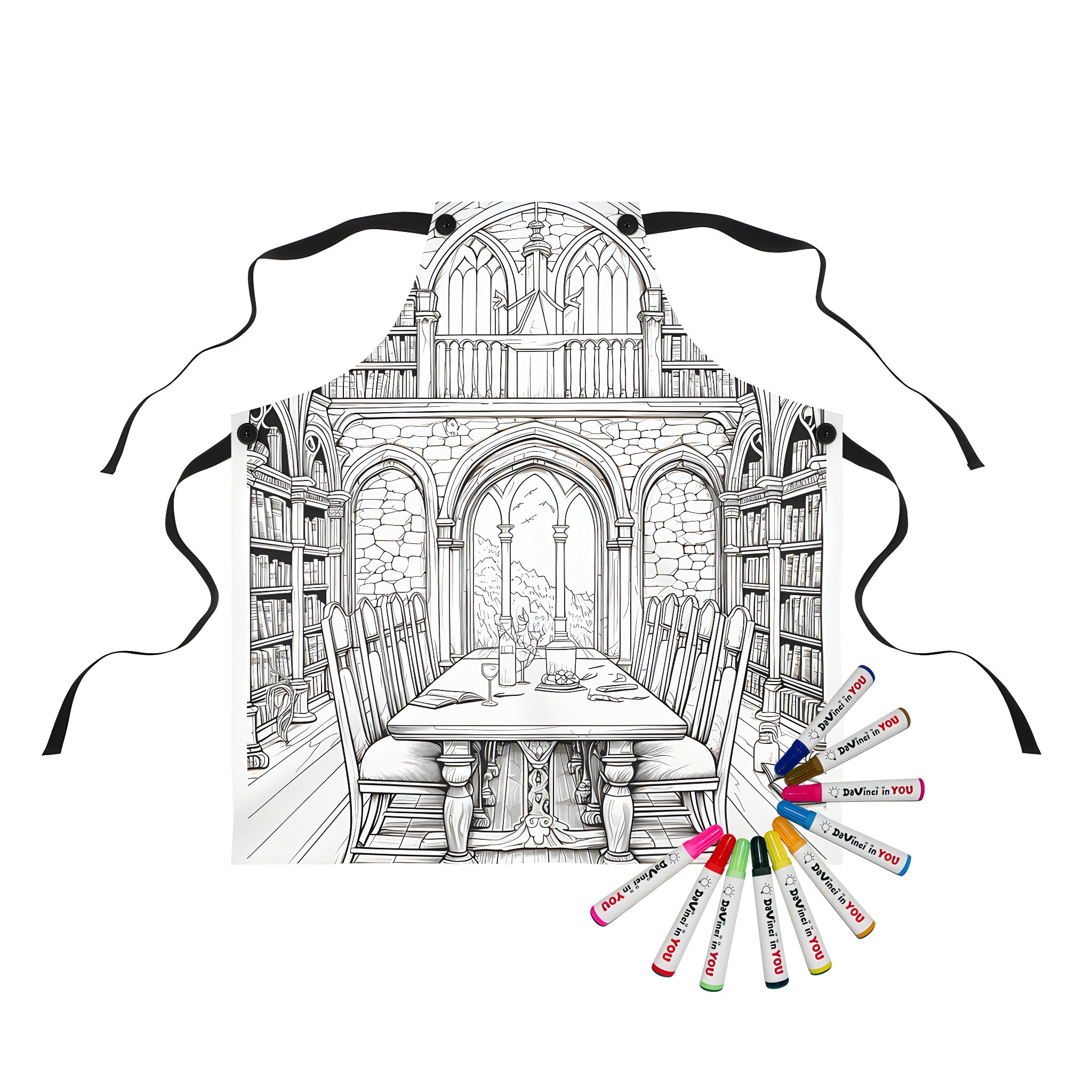 Library Apron Apron Coloring Kit with 10 Fabric Markers - Library – Davinci in You