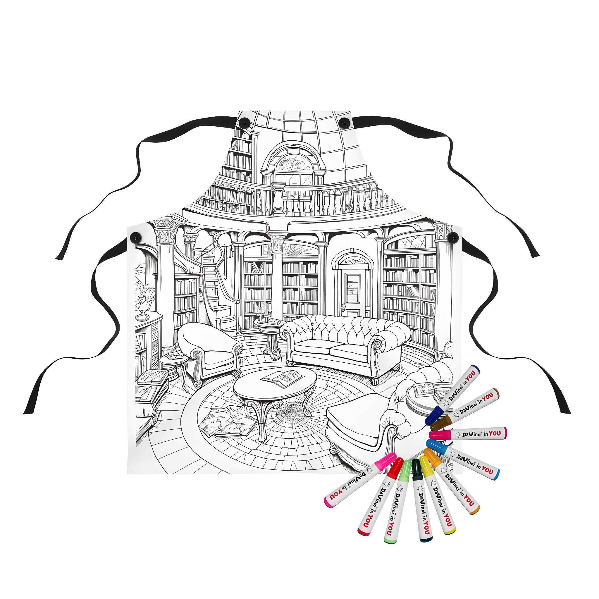 Library Apron Vintage Library Room Apron Coloring Kit | DaVinci in You – Davinci in You