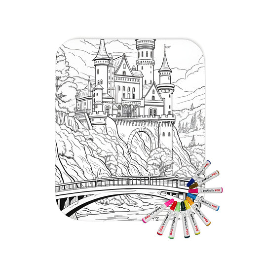 Cozy blanket with detailed castle design and vibrant markers