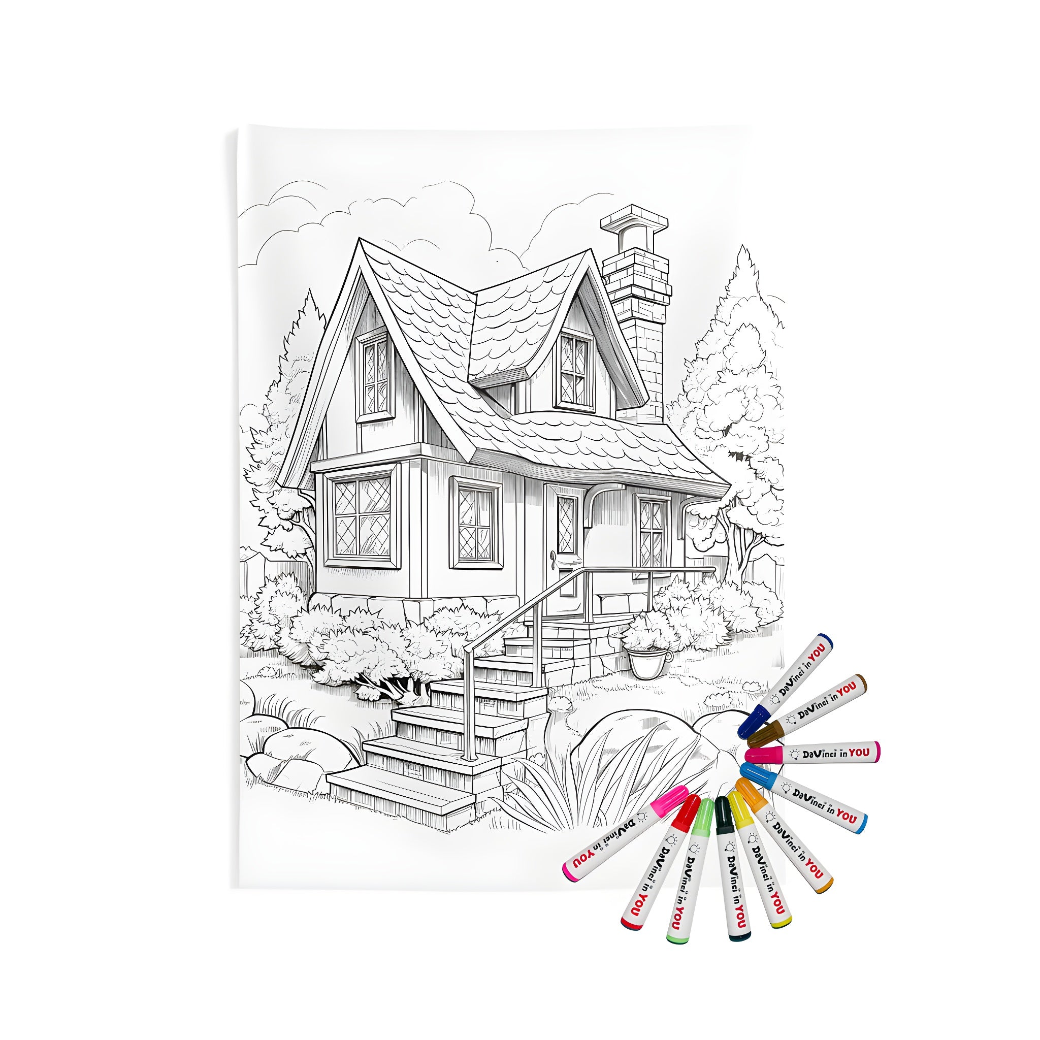 Indoor Wall Tapestries Coloring Kit with 10 Fabric Markers - Cottage ...