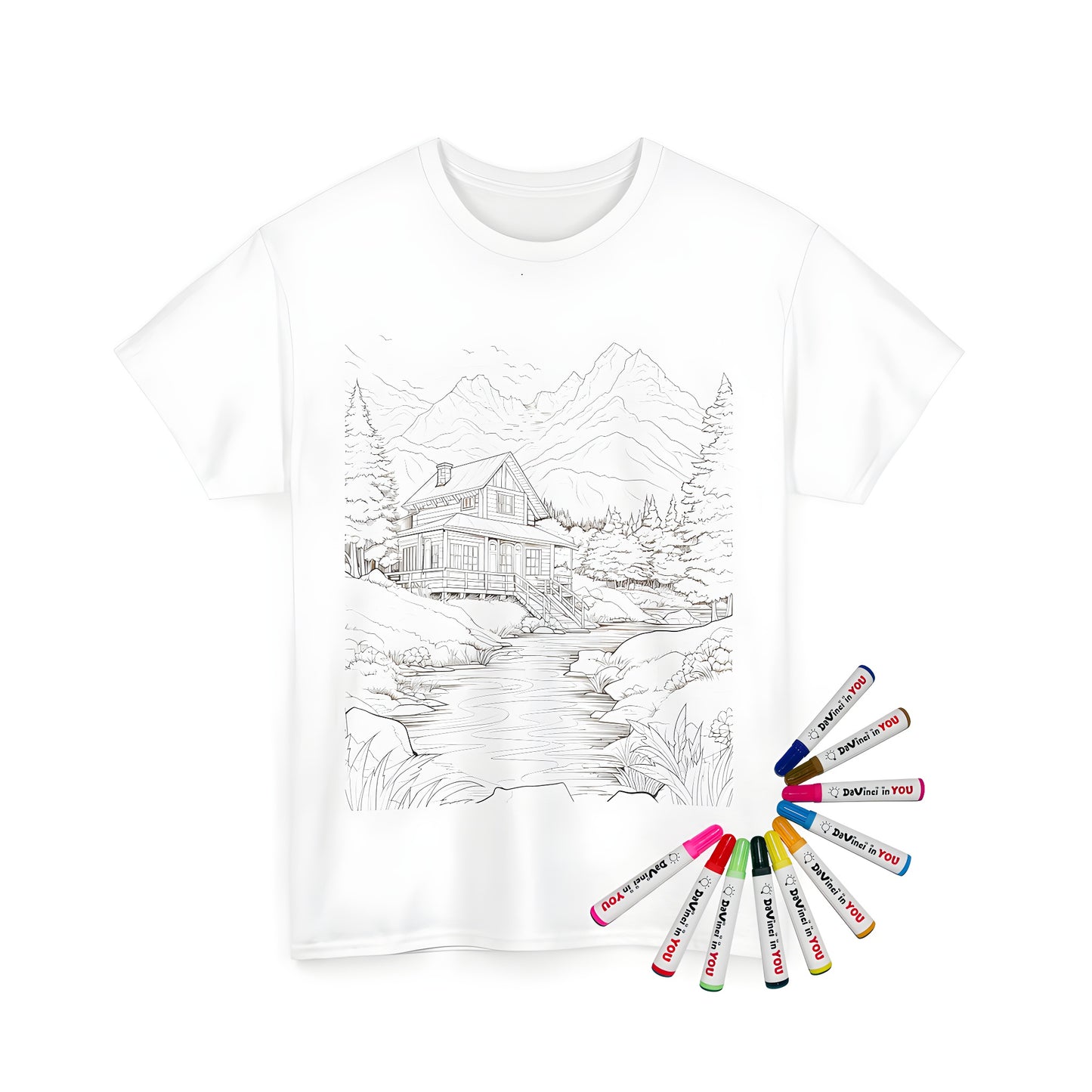 Mountain Lodge Tee, Cabin House Design Unisex T-Shirt