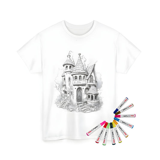 Enchanting cottage coloring t-shirt kit with fabric markers