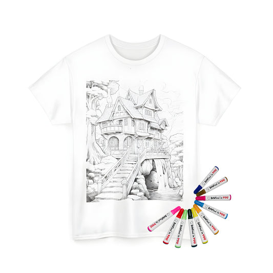 Whimsical castle t-shirt illustration