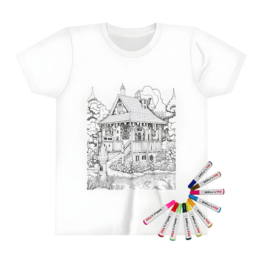 Rustic countryside house, kid's t-shirt with cottage themed design