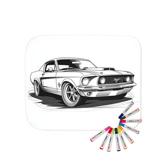 Cozy blanket featuring a vintage car design, perfect for car enthusiasts and adults alike.