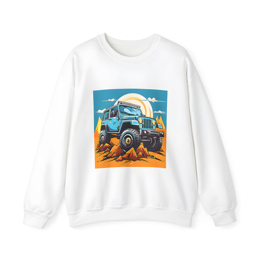 Adult Sweatshirt featuring a colorful off-road vehicle design