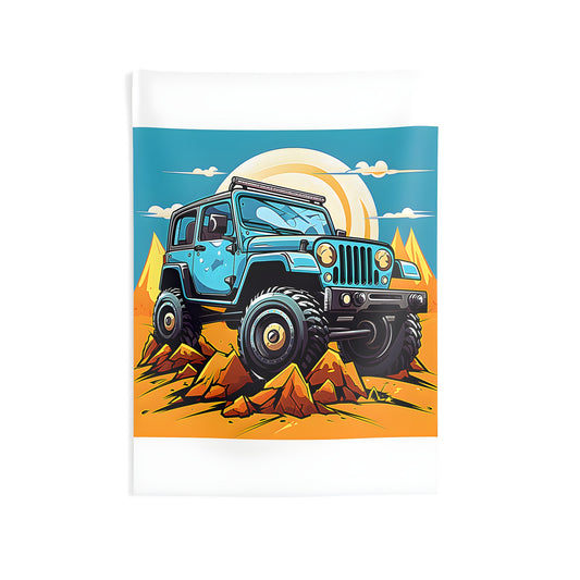 Colorful jeep off-roading indoor wall tapestry