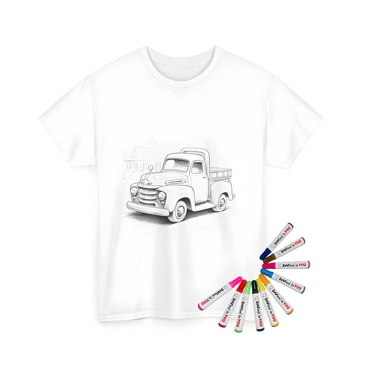 Vintage Pickup Truck Coloring Page Graphic T-Shirt