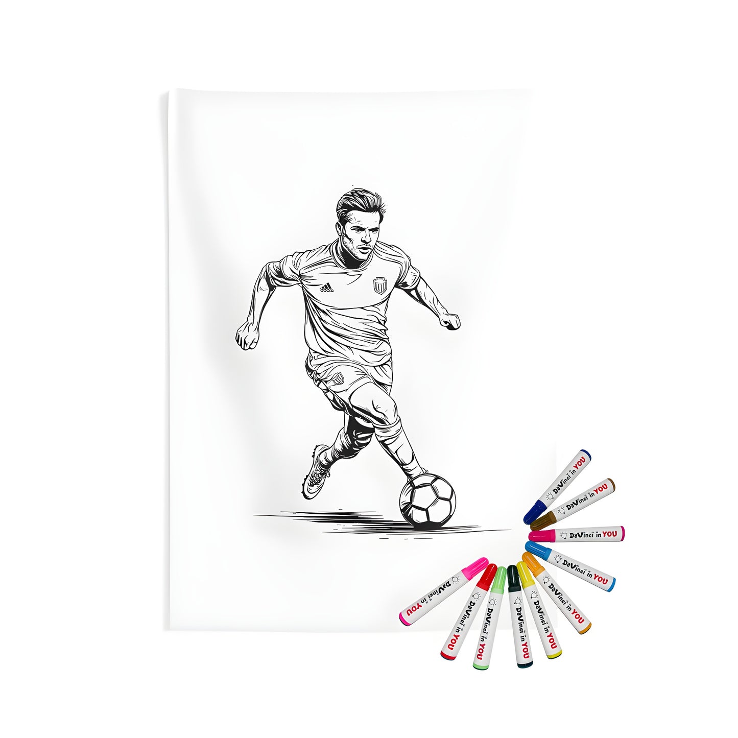 Football themed Indoor Wall Tapestry with black and white illustration