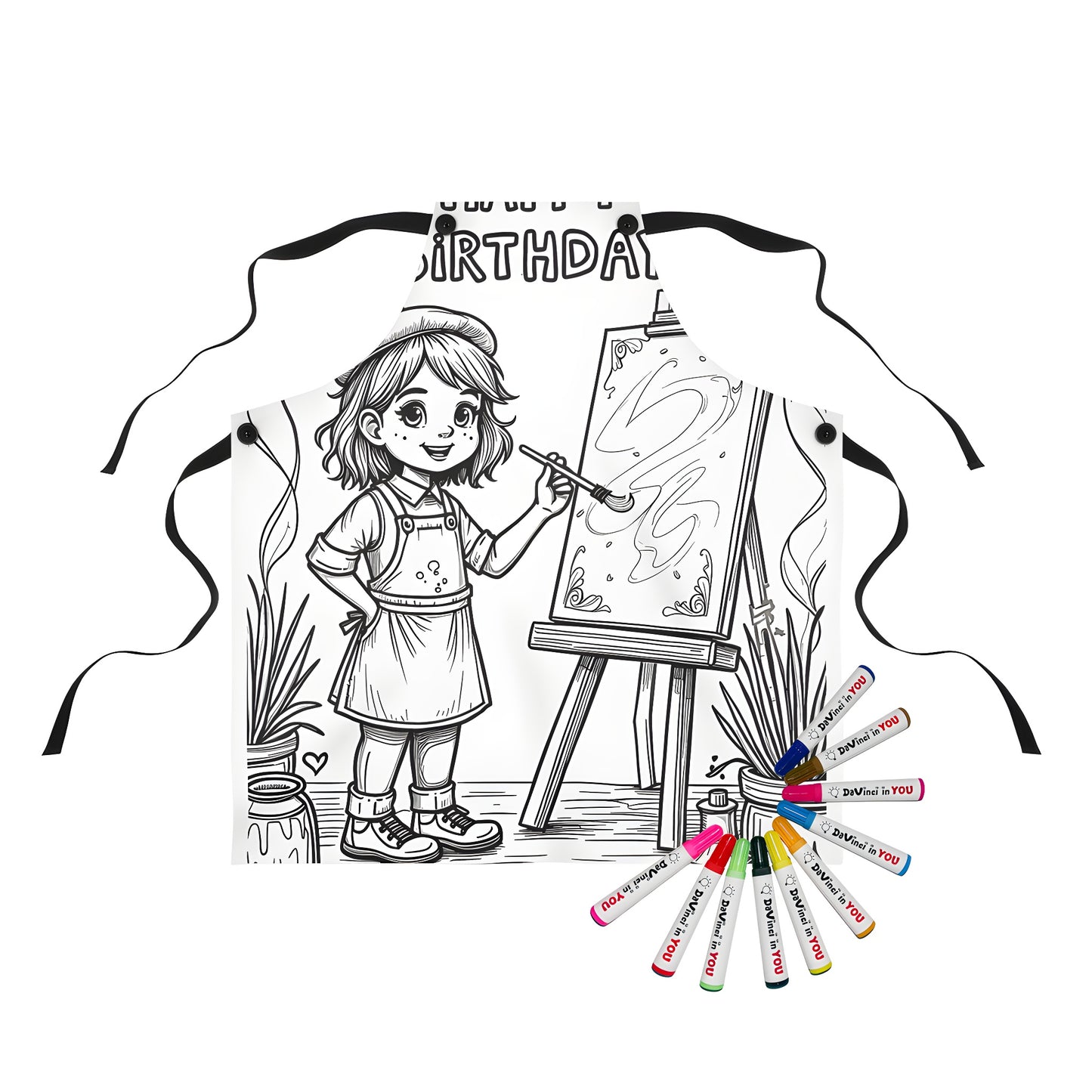 Colorful apron designed like a fun painting canvas for kids and adults alike