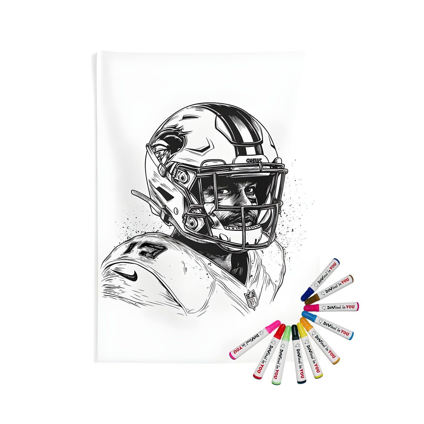 Indoor wall tapestries, football player art, sports decor, coloring kit accessories