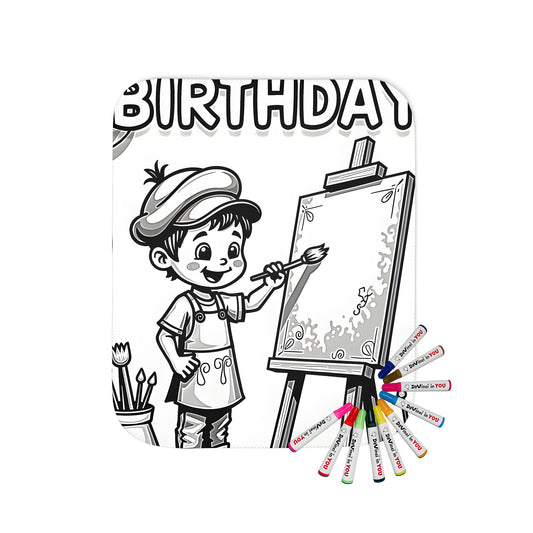 Colorful painting birthday party blanket for kids